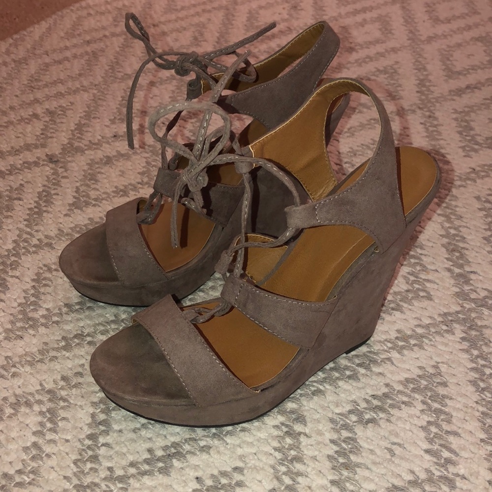Grey Suede Wedges